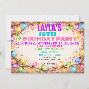 Fun and Festive String Lights Unisex Birthday Invitation