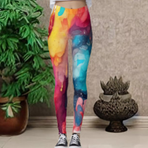 Fun and Fierce colourful Watercolor Print Legging