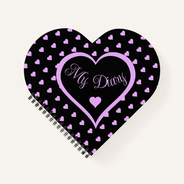 Fun and Flirty Pink Hearts My Diary Notebook (Front)