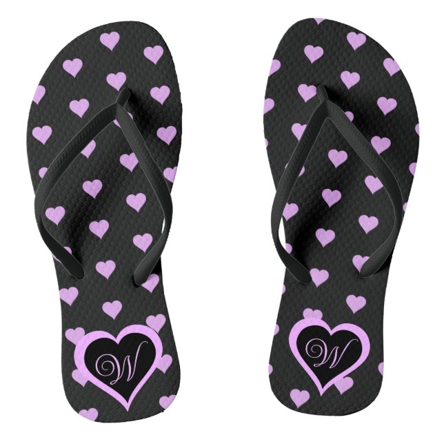 Fun and Flirty Pink Hearts Personalised Jandals (Footbed)
