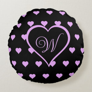 Fun and Flirty Pink Hearts Personalised Round Cushion