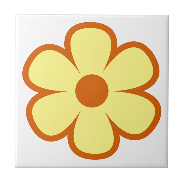 Fun and Funky 60s 70s Retro Flower Ceramic Tile (Front)