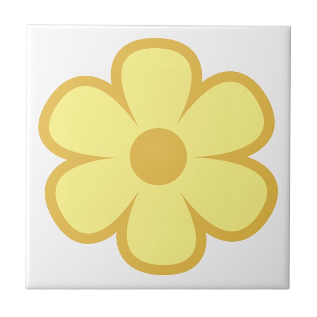 Fun and Funky 60s 70s Retro Flower Ceramic Tile (Front)