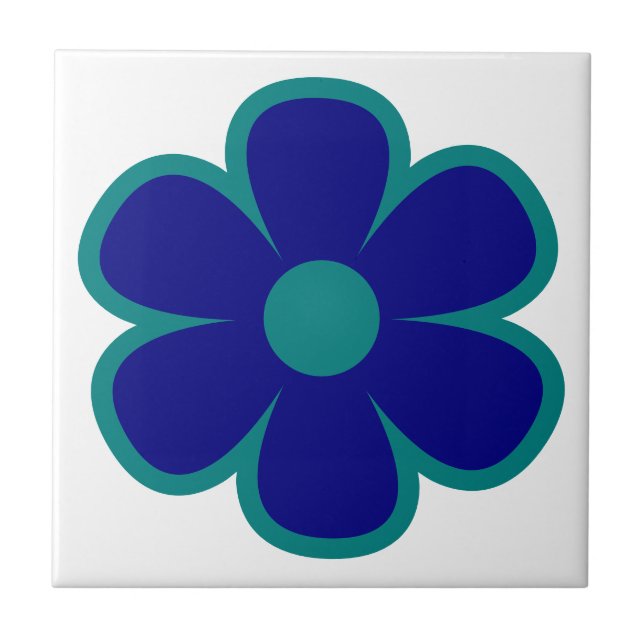 Fun and Funky 60s 70s Retro Flower Ceramic Tile (Front)