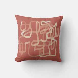 fun and funky abstract line art terra cotta  cushion