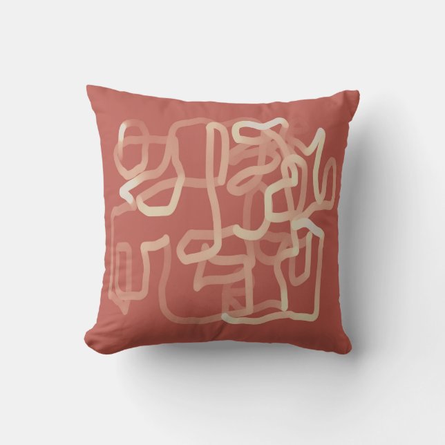 fun and funky abstract line art terra cotta  cushion (Front)