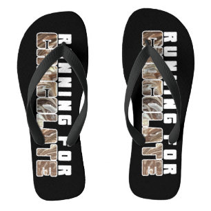 Fun And Funky Running For Chocolate Text Design  Jandals