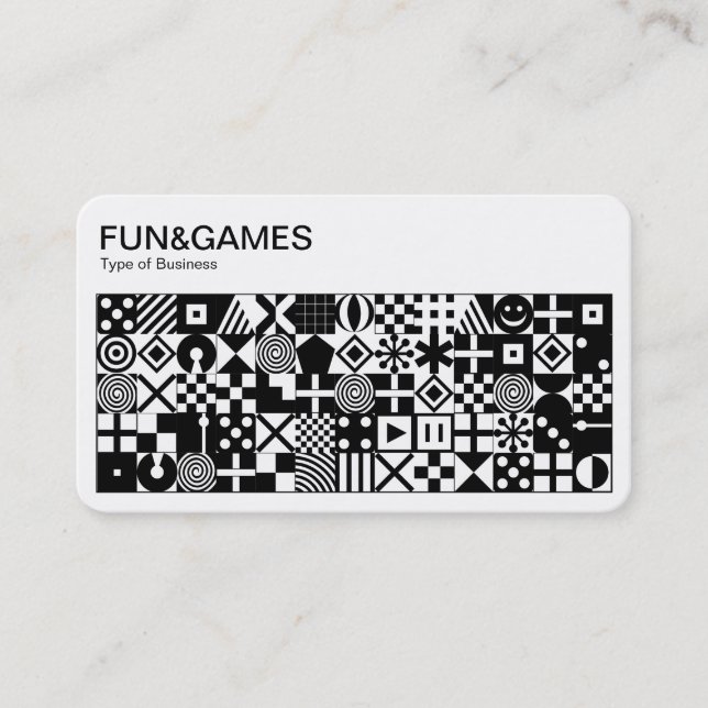 Fun and Games - Black on White Business Card (Front)