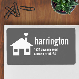 Fun and Modern Charcoal Grey Address Label