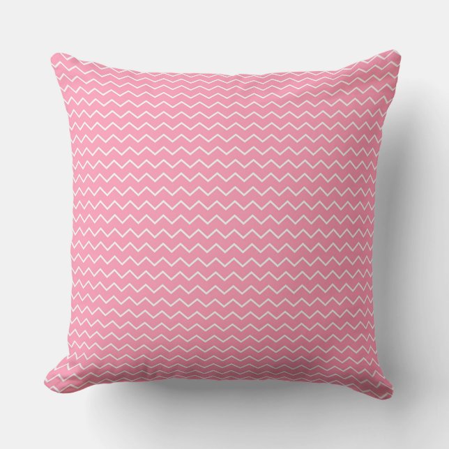 Fun and Playful Pink and White Zigzag Pattern Cushion (Front)