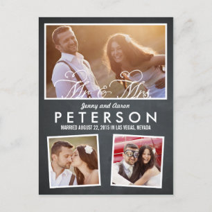 Fun and Playful Wedding Announcement - Chalkboard Postcard