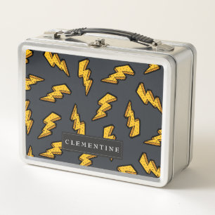 Fun and Pop Lightning Bolt Pattern Metal Lunch Box