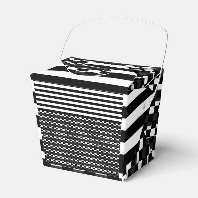 Fun and Pretty Black and White  Favour Box (Front Side)