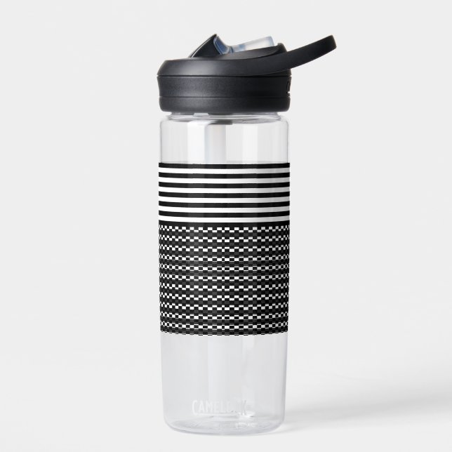 Fun and Pretty Black and White  Water Bottle (Left)