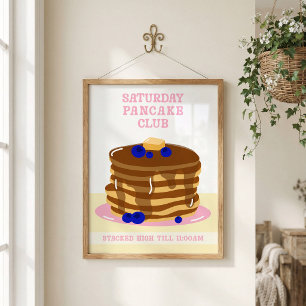 Fun and Retro Breakfast Pancakes Kitchen Art Poster