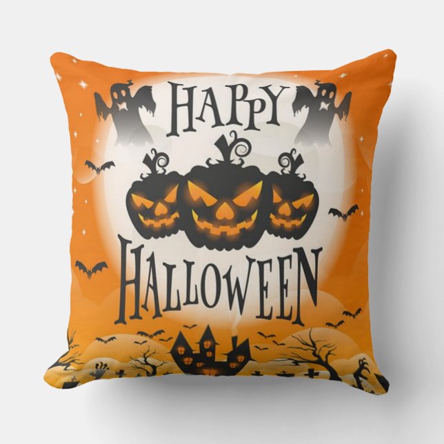 Fun and Scary Happy Halloween Cushion (Front)