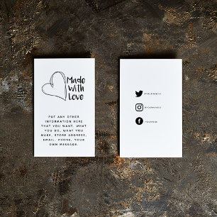 Fun and simple made with love heart, social links enclosure card