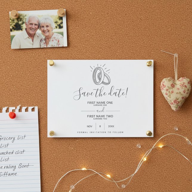 Fun and Stylish drawn Wedding Rings Save The Date (Fun and Stylish drawn Wedding Rings Save The Date.)