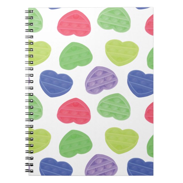 Fun and Trendy Poppit Pop-it hearts design Notebook (Front)