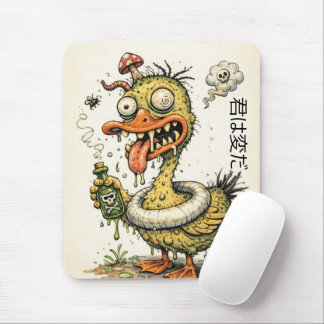 Fun and weired hand drawn cartoon duck monster mouse pad