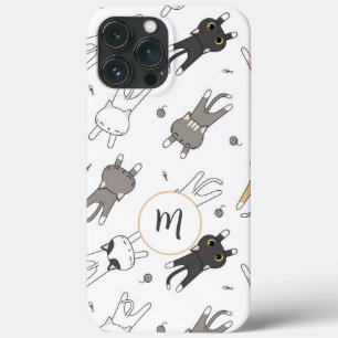 Fun and Whimsical Cat Pattern Your Monogram iPhone 13 Pro Max Case
