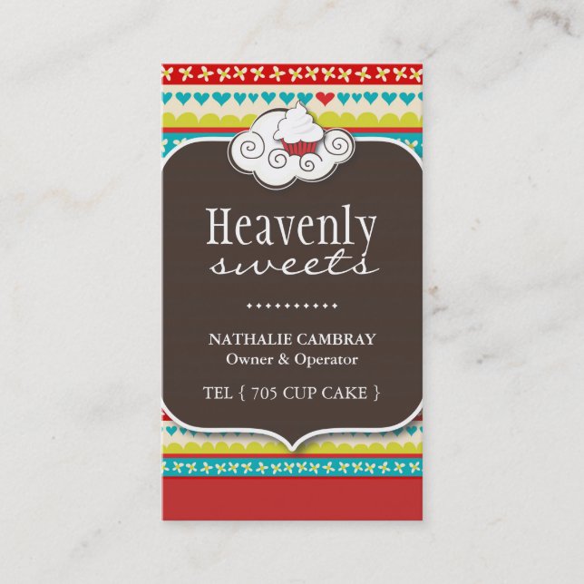 Fun and Whimsical Cupcake | Bakery Business Card (Front)