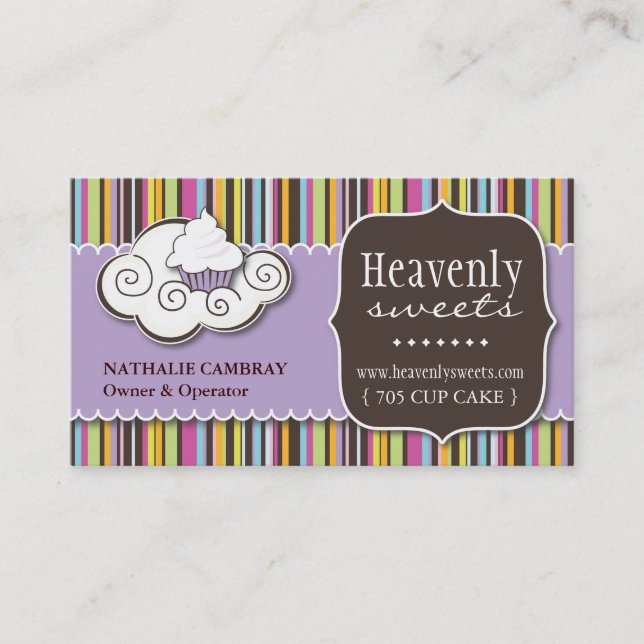 Fun and Whimsical Cupcake | Bakery Business Card (Front)