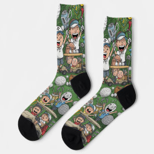 Fun and Whimsical Golf Cartoon for Kids Socks