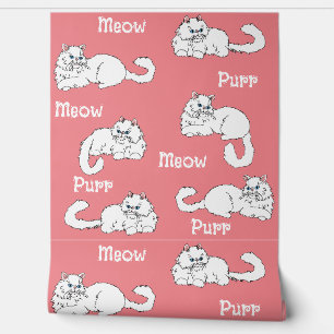 Fun and Whimsical Persian Cats on Pink Wallpaper