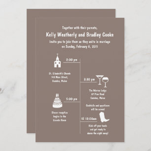 Fun and Whimsy Brown Wedding Timeline Invitation