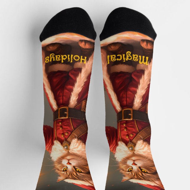 Fun And Whimsy Holiday Kitty Cat Socks (Top)