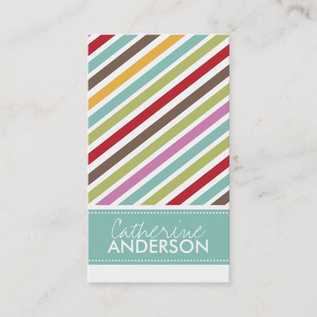 Fun Angled Stripes Business Cards (Front)