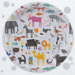 Fun Animal Menagerie Paper Plate<br><div class="desc">Featuring all sorts of jungle,  safari,  zoo animals,  pets,  birds and wildlife. A monster and a dinosaur mmight have sneaked in there too. Perfect for a fun animal lover's celebration.  Original art by Nic Squirrell.</div>