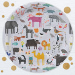 Fun Animal Menagerie Paper Plate<br><div class="desc">Featuring all sorts of jungle,  safari,  zoo animals,  pets,  birds and wildlife. A monster and a dinosaur mmight have sneaked in there too. Perfect for a fun animal lover's celebration.  Original art by Nic Squirrell.</div>