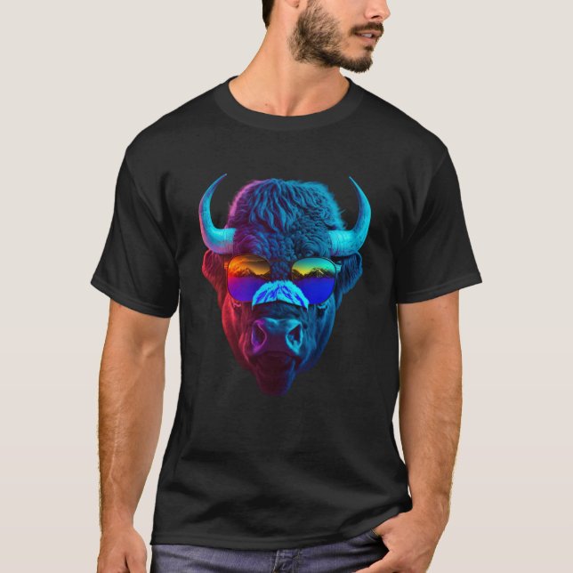 Fun animal motif  bull with sunglasses T-Shirt (Front)