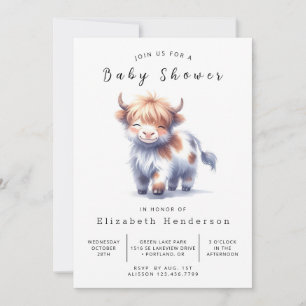 Fun Animal Simple Cow Baby Shower Invitation