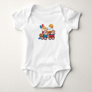 "Fun Animal Train Baby Bodysuit – Colorful & Playf