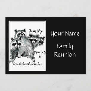 Fun Any Time, Family Reunion Cute Racoon Animals Invitation
