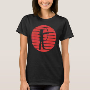 Fun Archery Silhouette On A Red Sunset Background T-Shirt