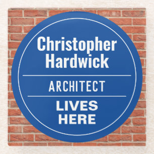 Fun Architect Wall Plaque Style Glass Coaster