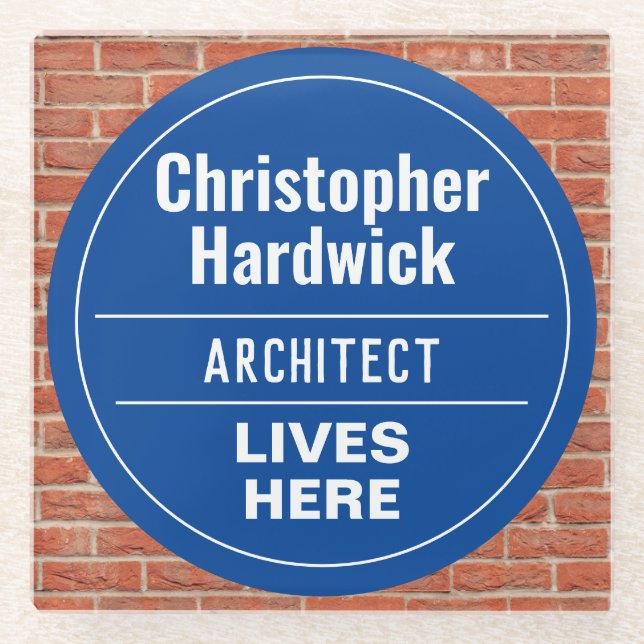 Fun Architect Wall Plaque Style Glass Coaster (Front)