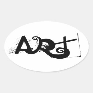 fun ART contrast lettering Oval Sticker