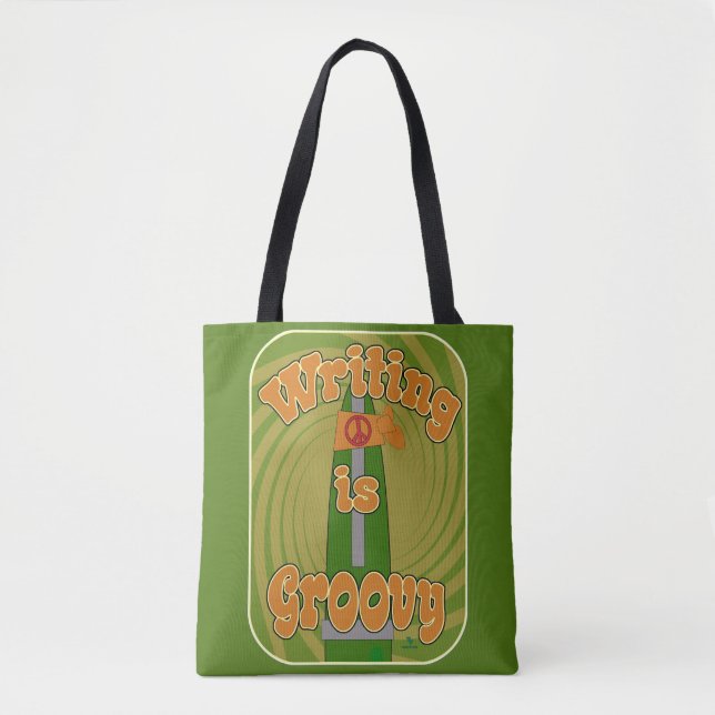 Fun Art Groovy Hippie Pen Funny Author  Tote Bag (Front)