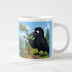 Fun Artist Crow Painting Landscape art Large Coffee Mug
