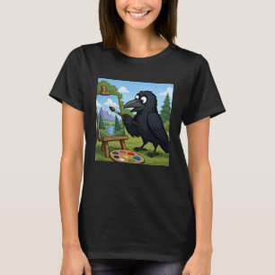 Fun Artist Crow Painting Landscape art T-Shirt