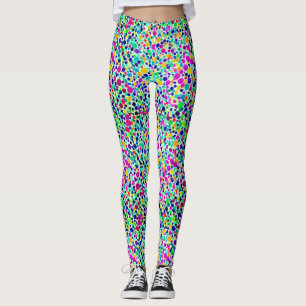 Fun Artsy Colourful Confetti Dots Watercolor Paint Leggings