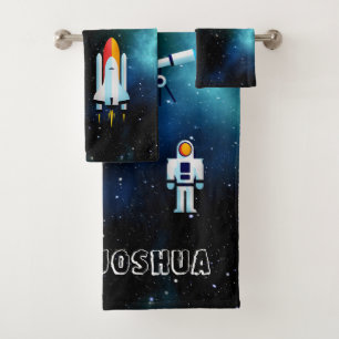 Fun Astronaut Collage Personalized Bath Towel Set