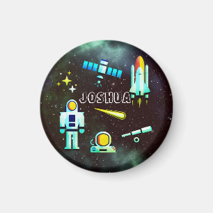 Fun Astronaut Rocket Cosmic Personalised Magnet
