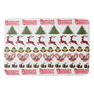 Fun At Christmas Time Pattern, Bath Mat