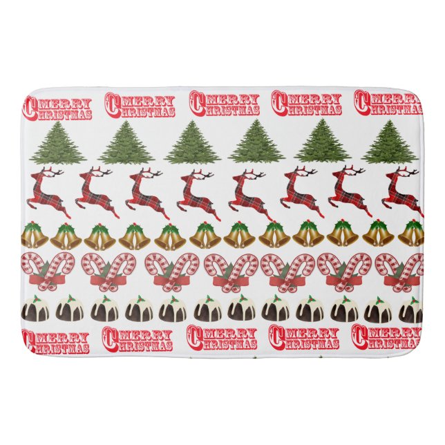 Fun At Christmas Time Pattern, Bath Mat (Front)
